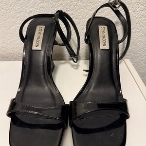 Steve Madden Glossy Black Strappy Heels